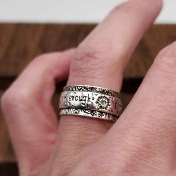 Size 6.5 925 Sterling Silver I Am Enough Dandelions Ring - Picture 3 of 8
